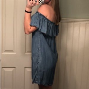 strapless denim dress